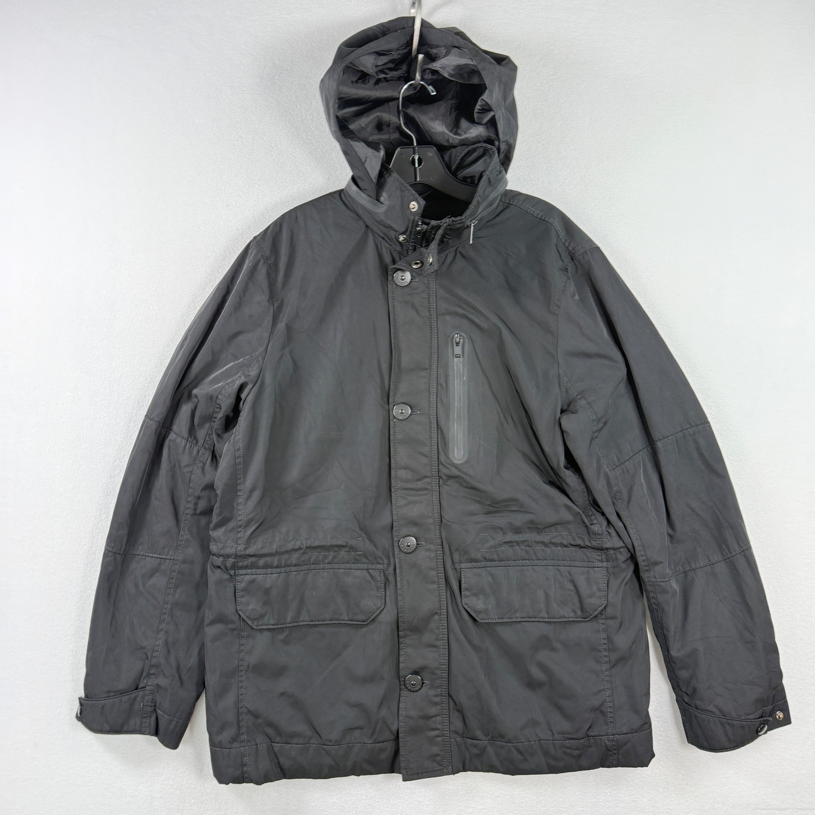 Express Mens Hooded Lined Jacket Size M Mens Black